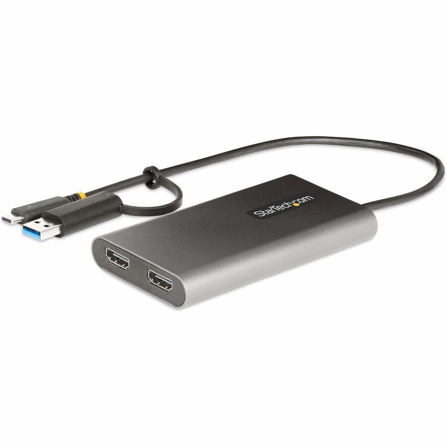 StarTech USB-C to Dual-HDMI Adapter, USB-C/A to 2x HDMI, 4K 60Hz, 100W PD