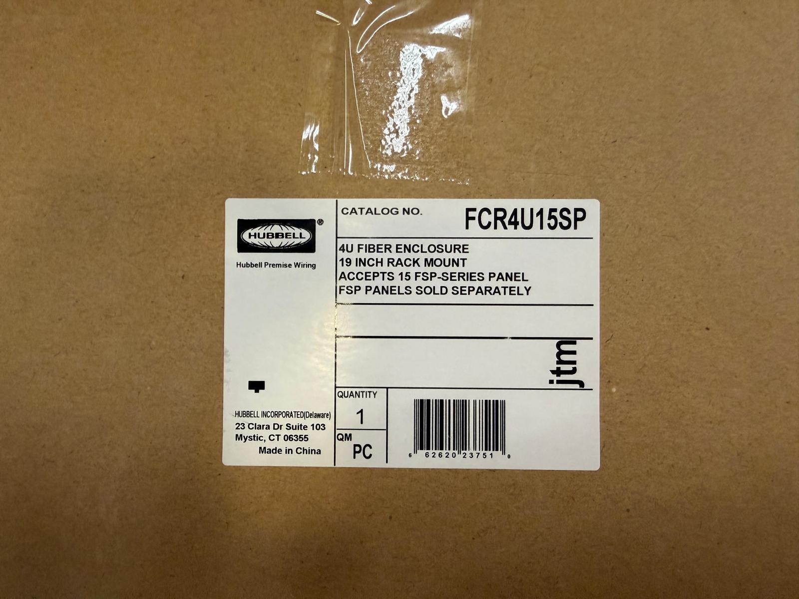 Hubbell FCR4U15SP 4U Fiber Optic Rack Mount Enclosure 15 FSP 19" Rack