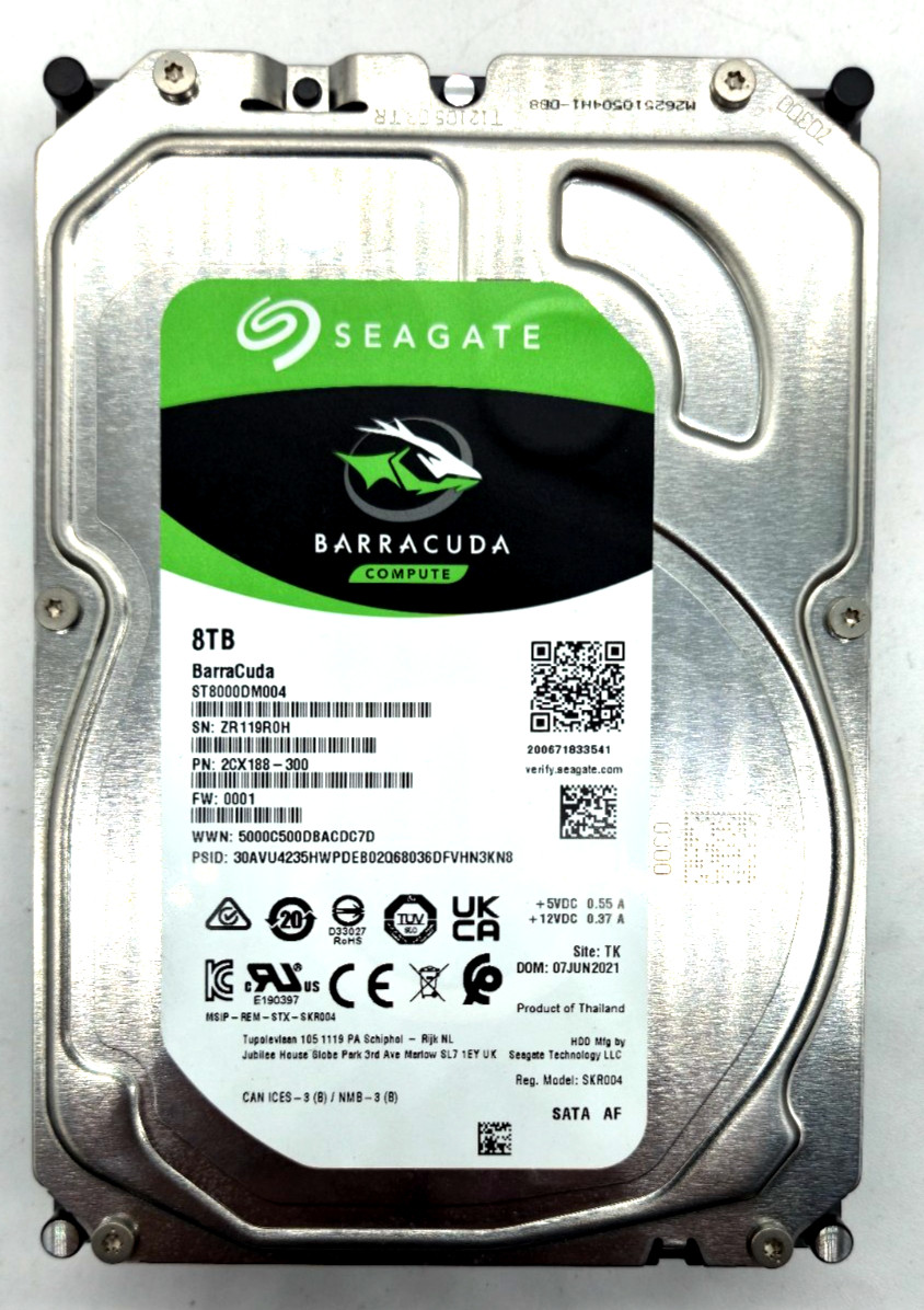 Seagate BarraCuda 8TB 3.5" SATA HDD ST8000DM004 Tested Healthy 0 Bad Sectors