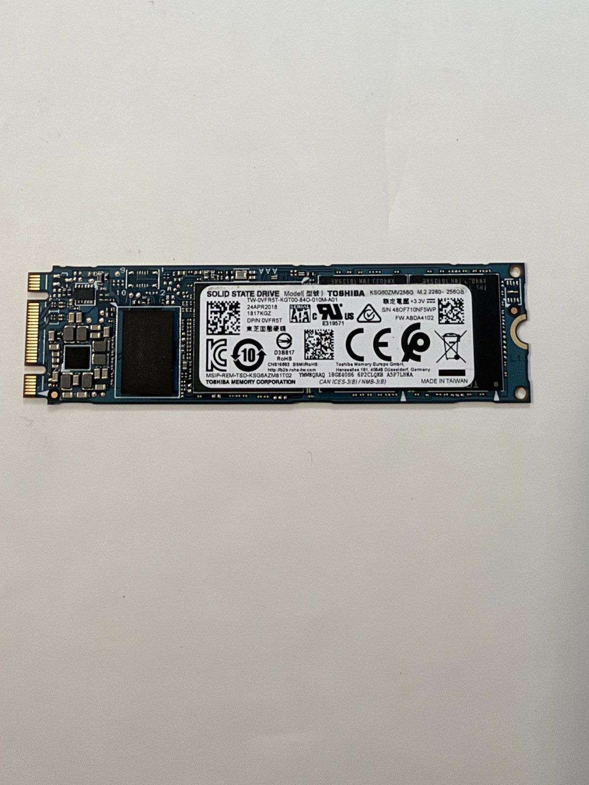 Toshiba SG6 KSG60ZMV256G 256 GB M.2 80mm Solid State Drive