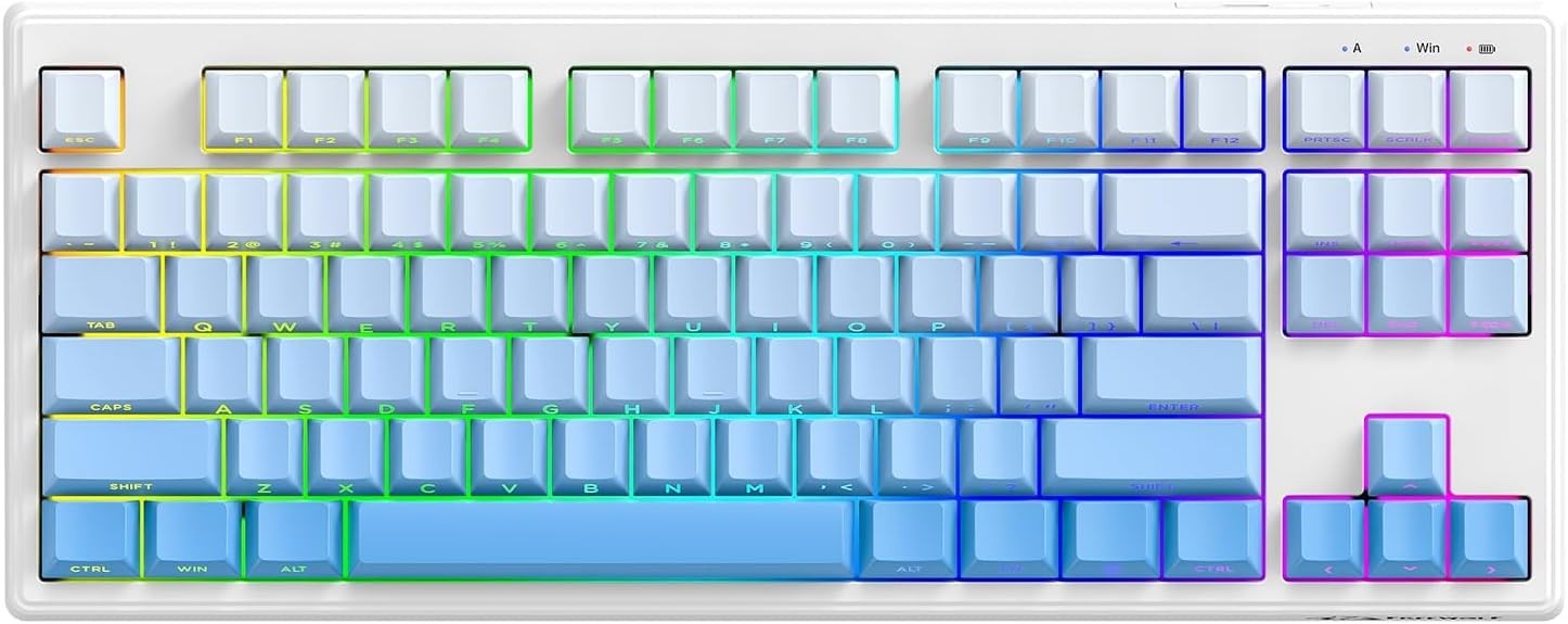 M87V2 Wireless Keyboard Low Profile Quiet Typing Membrane Gaming 80% TKL