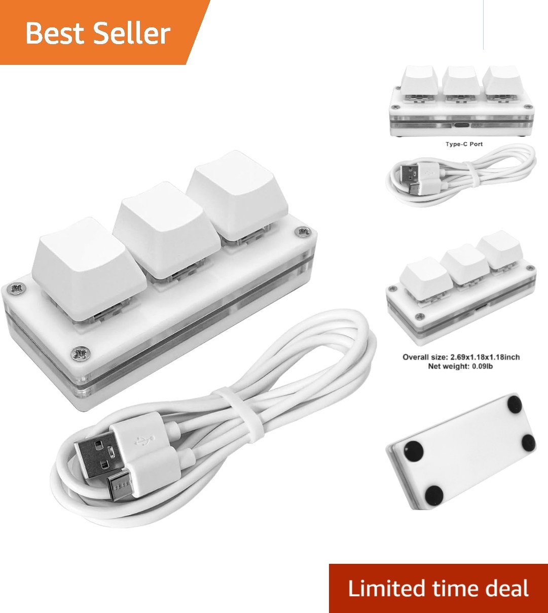 RGB Mini Keyboard with 3 Macro Keys & Onboard Storage for Multi-OS Use