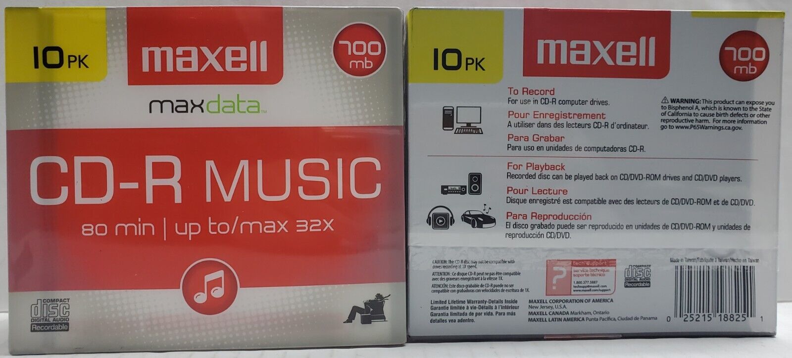 2pk New 10 Pack Each Maxell MaxData CD-R Music 700MB 80 Min Record up/to 32x 