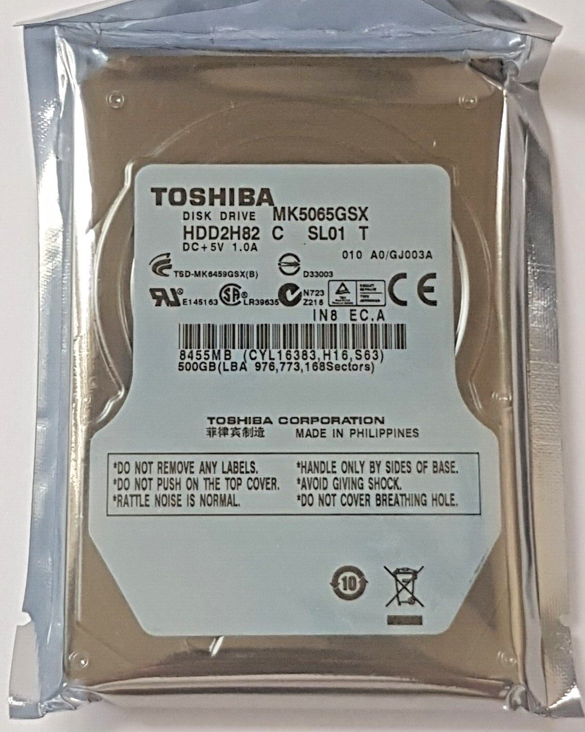 500GB SATA Toshiba MK5065GSX 5400rpm 8MB HDD 2.5" Internal Hard Drive New
