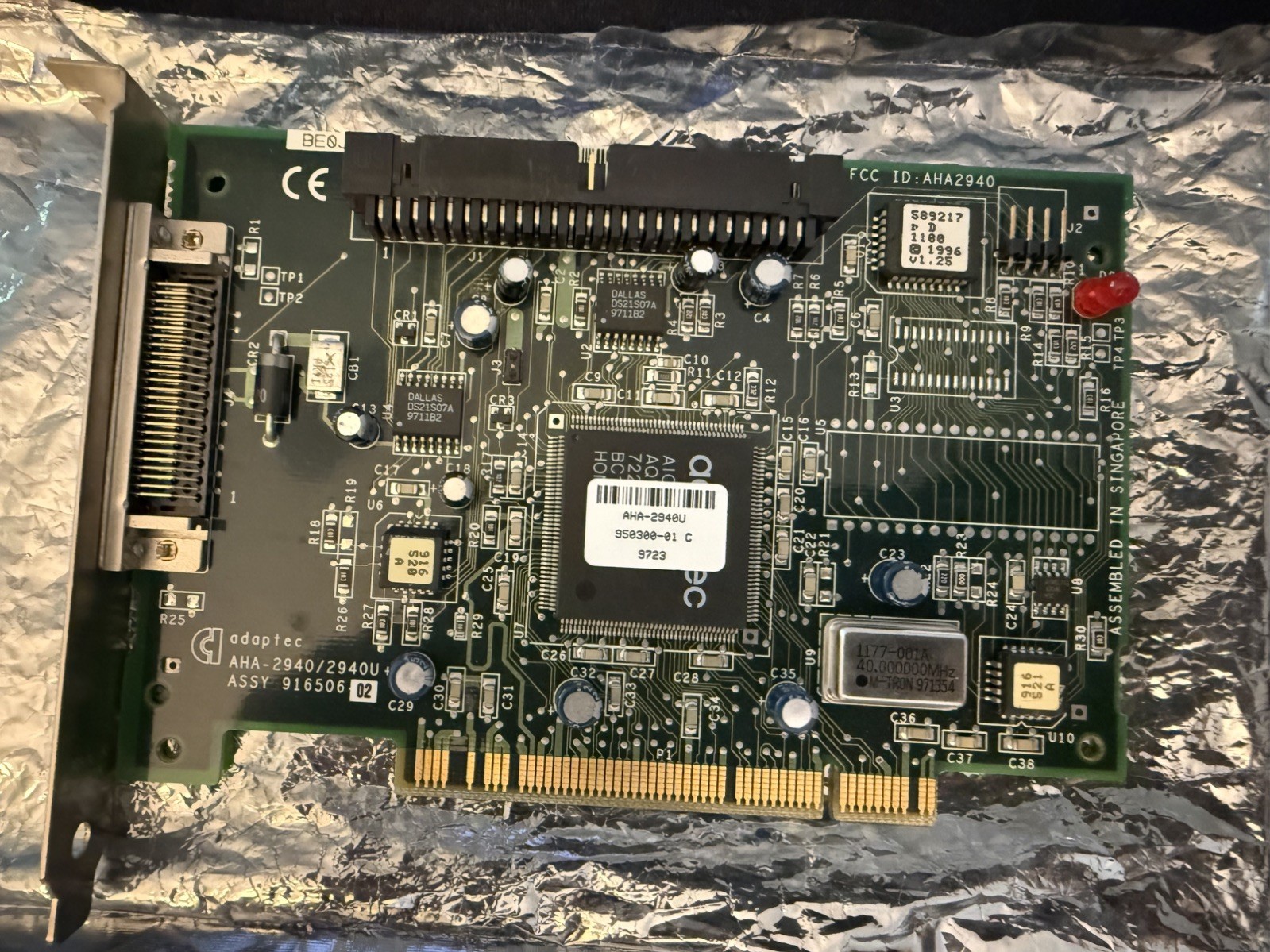Adaptec AHA-2940 PCI SCSI Adapter Card PCB 50 Pin 1995 Vintage PC Computer