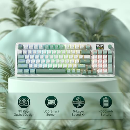REDRAGON K719 PRO WIRELESS 95-KEY GASKET GAMING KEYBOARD, TFT -  JADE CLOUD