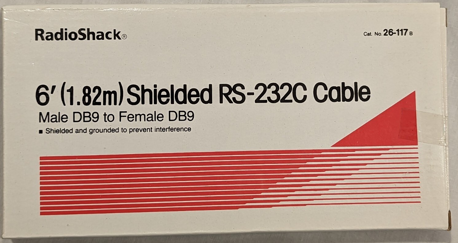 Vintage Tandy 6' Shielded RS-232C Cable Male DB9 to Female DB9 Cat 26-117B NIB