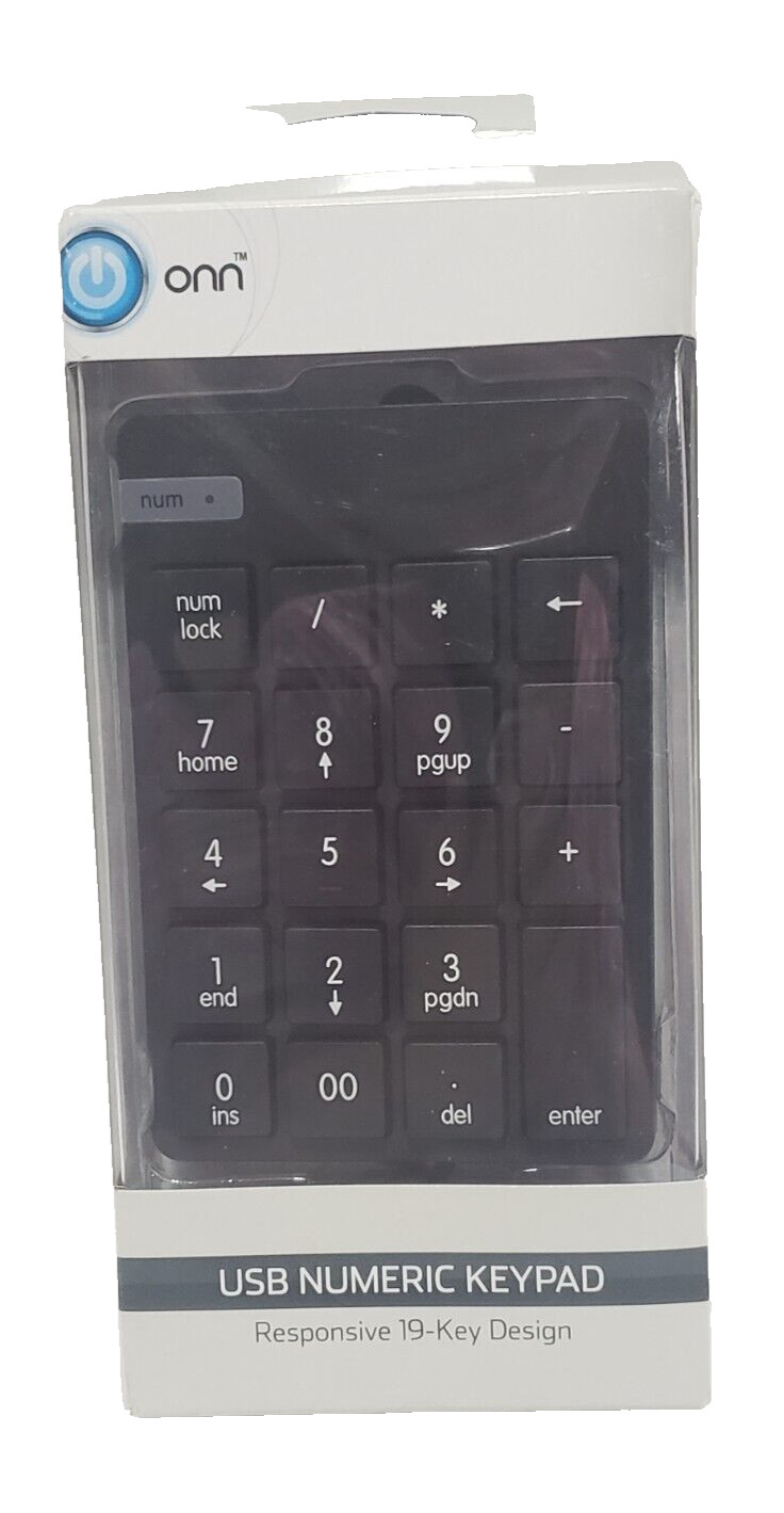 NEW Sealed Onn USB Numeric Keypad Responsive 19-Key number Keypad Design