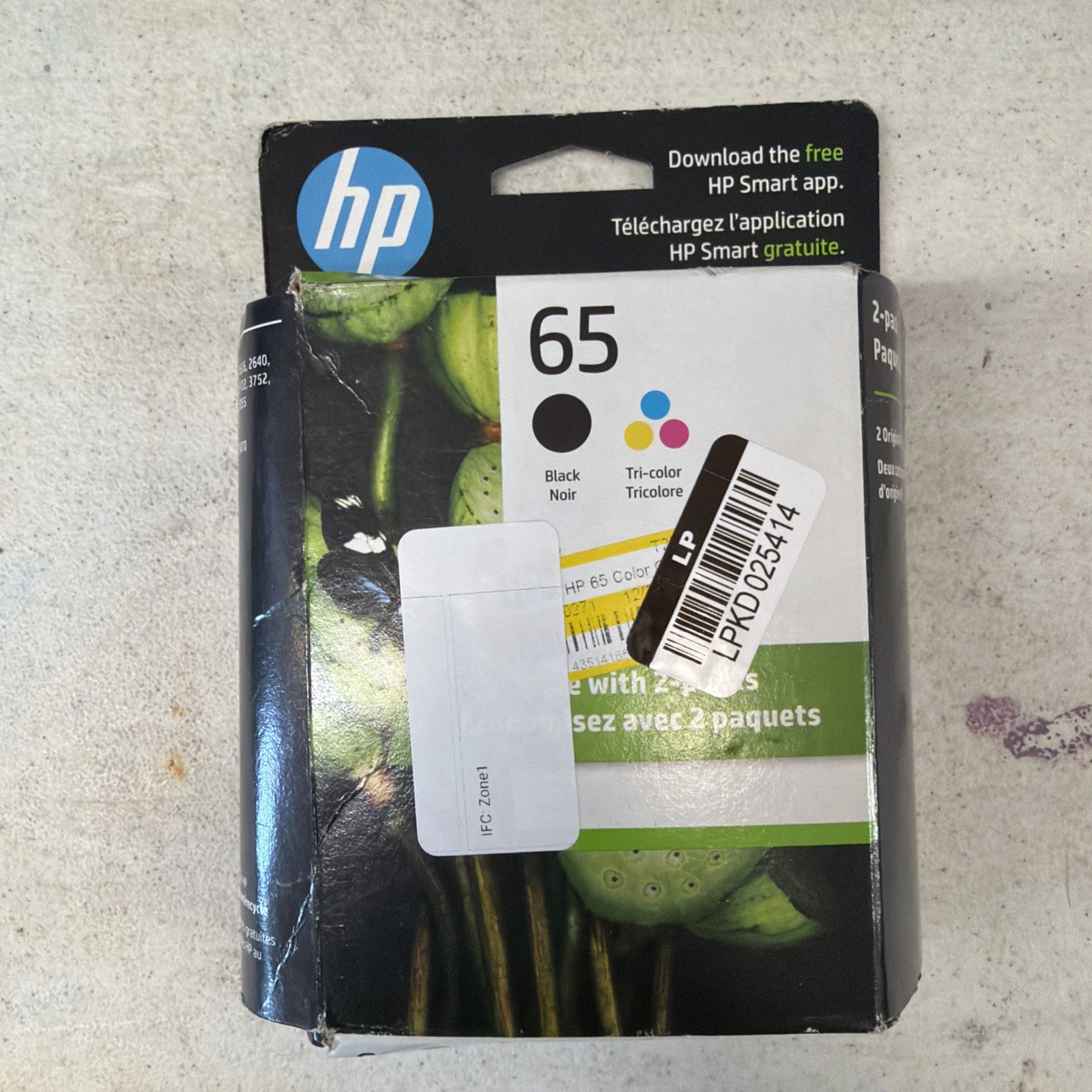 HP 65 - T0A36AN Black And Tri Color Ink Cartridge Genuine OEM NEW 2027