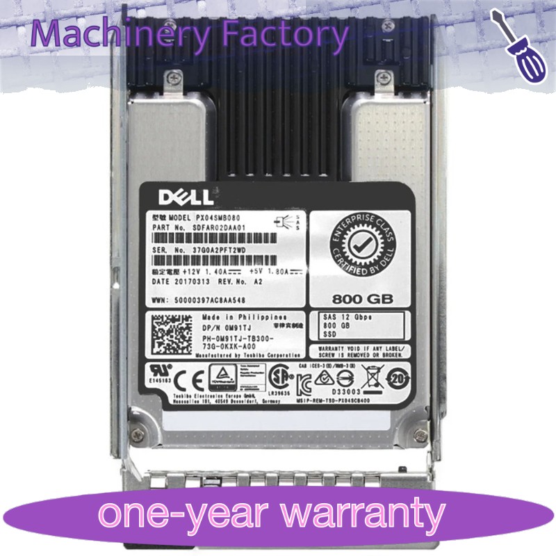 New M91TJ 0M91TJ PX04SMB080 Dell 800GB 12Gbps SAS WI MLC 2.5'' SSD 14/15/16G KIT