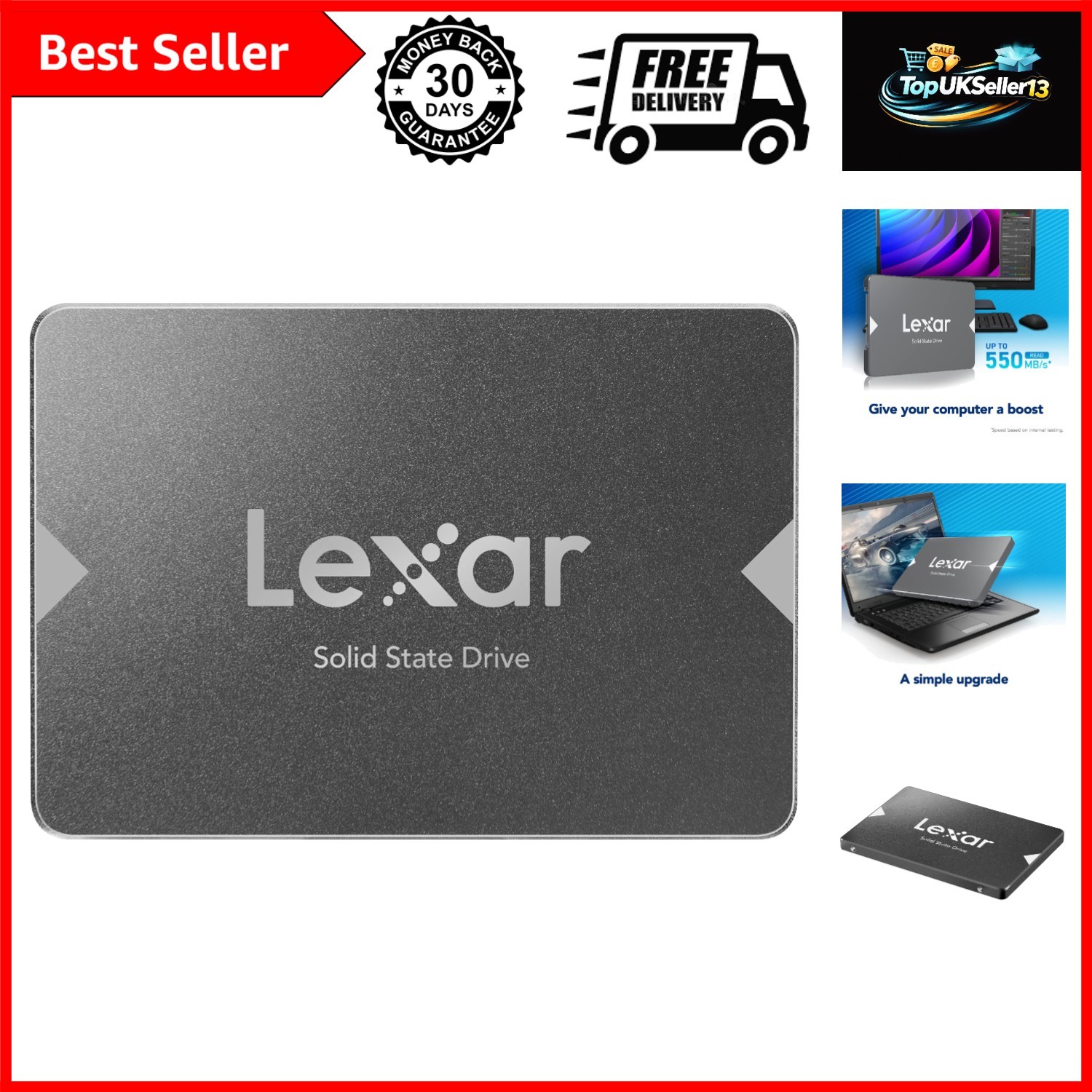 128GB NS100 Internal SSD 2.5" SATA III, 520MB/s Read, Gray