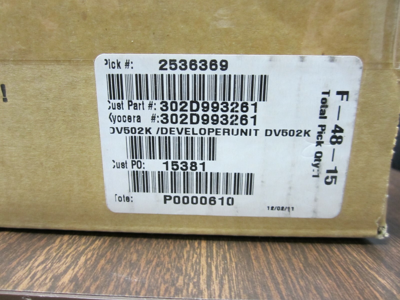 Kyocera Mita DV-500 Series K Developer Unit Black (302D993261)
