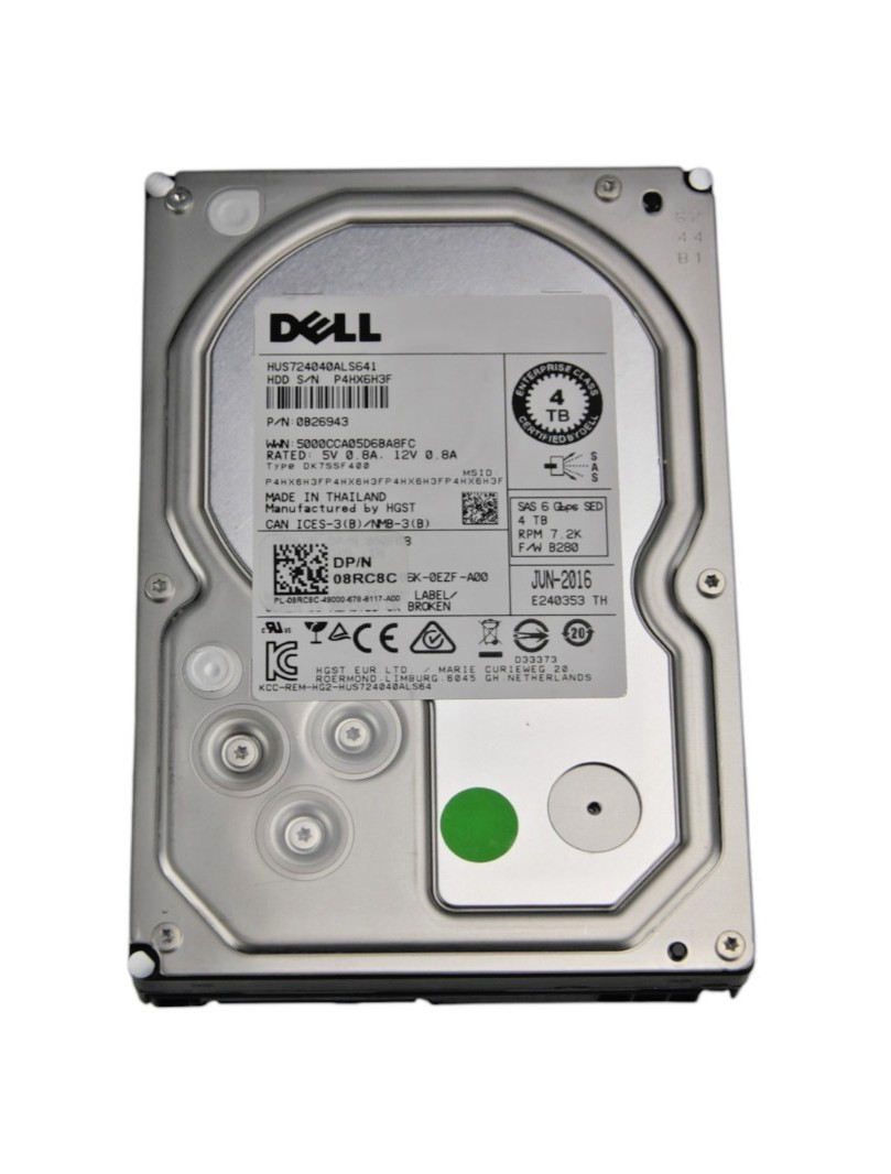 Dell Enterprise 4TB 7.2K SAS 6Gb/s 3.5" HDD HUS724040ALS641 8RC8C (100% Health)