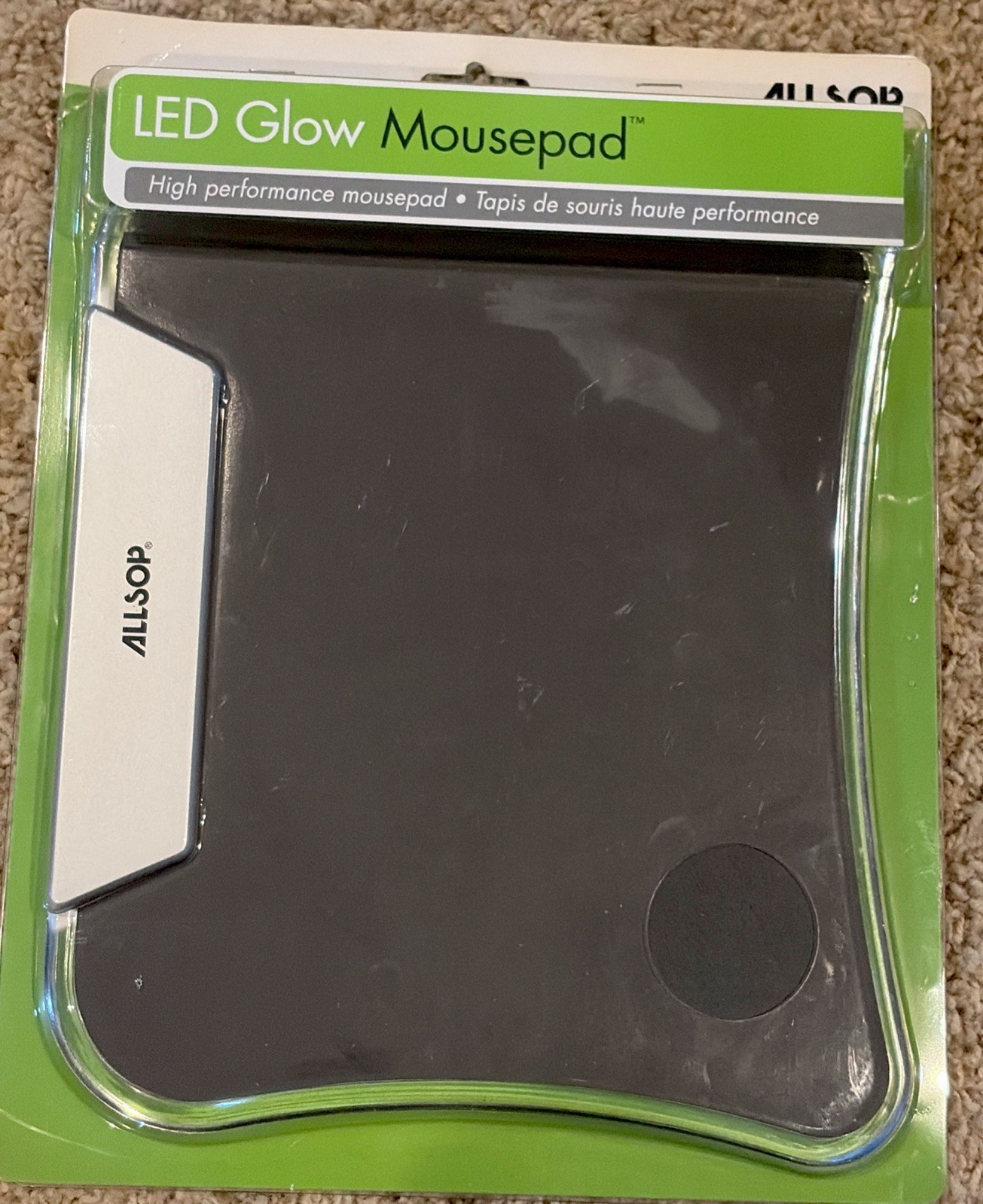 Allsop LED Glow Mousepad with 4-Port USB Hub - Black - NEW IN BOX - Blue Glow