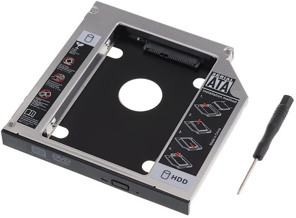 12.7mm Universal SATA 2nd SSD HDD Hard Drive Caddy for DVD-ROM CD Optical Bay