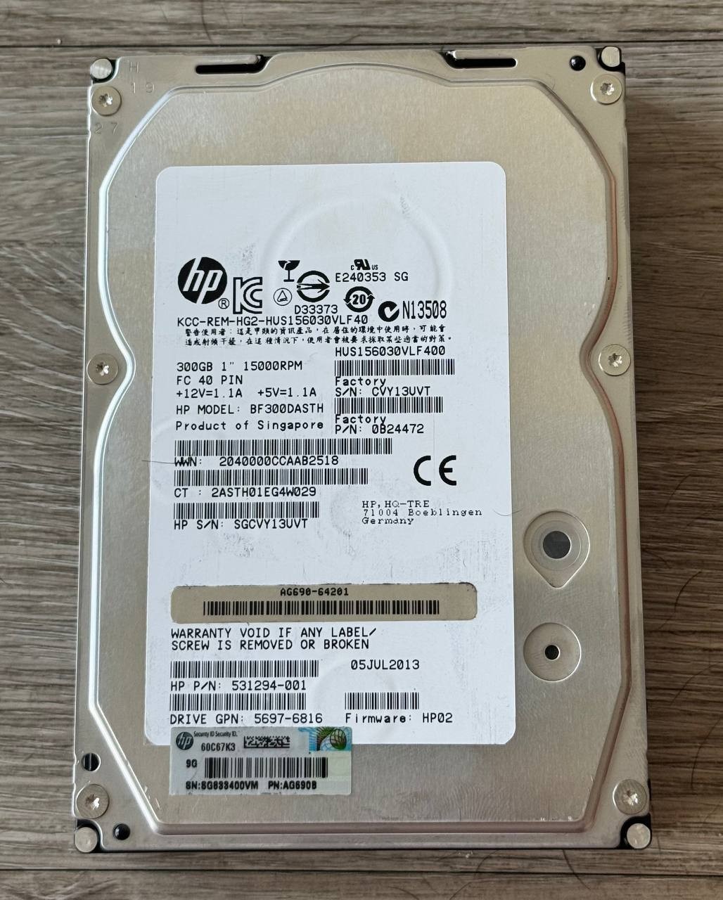 HP 300GB 15K RPM 3.5" Fibre Channel FC Hard Drive BF300DASTH HUS156030VLF400