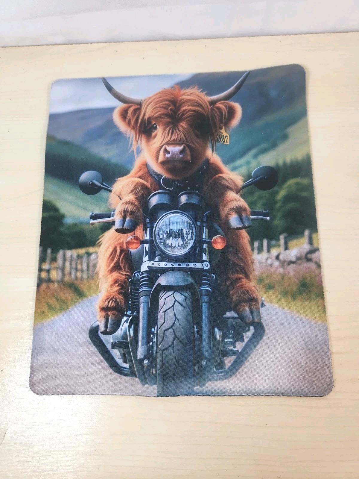 Highland Cow Mouse Pad Office Gift Motorcycle Biker BROWN Cow Humor Funny_BO
