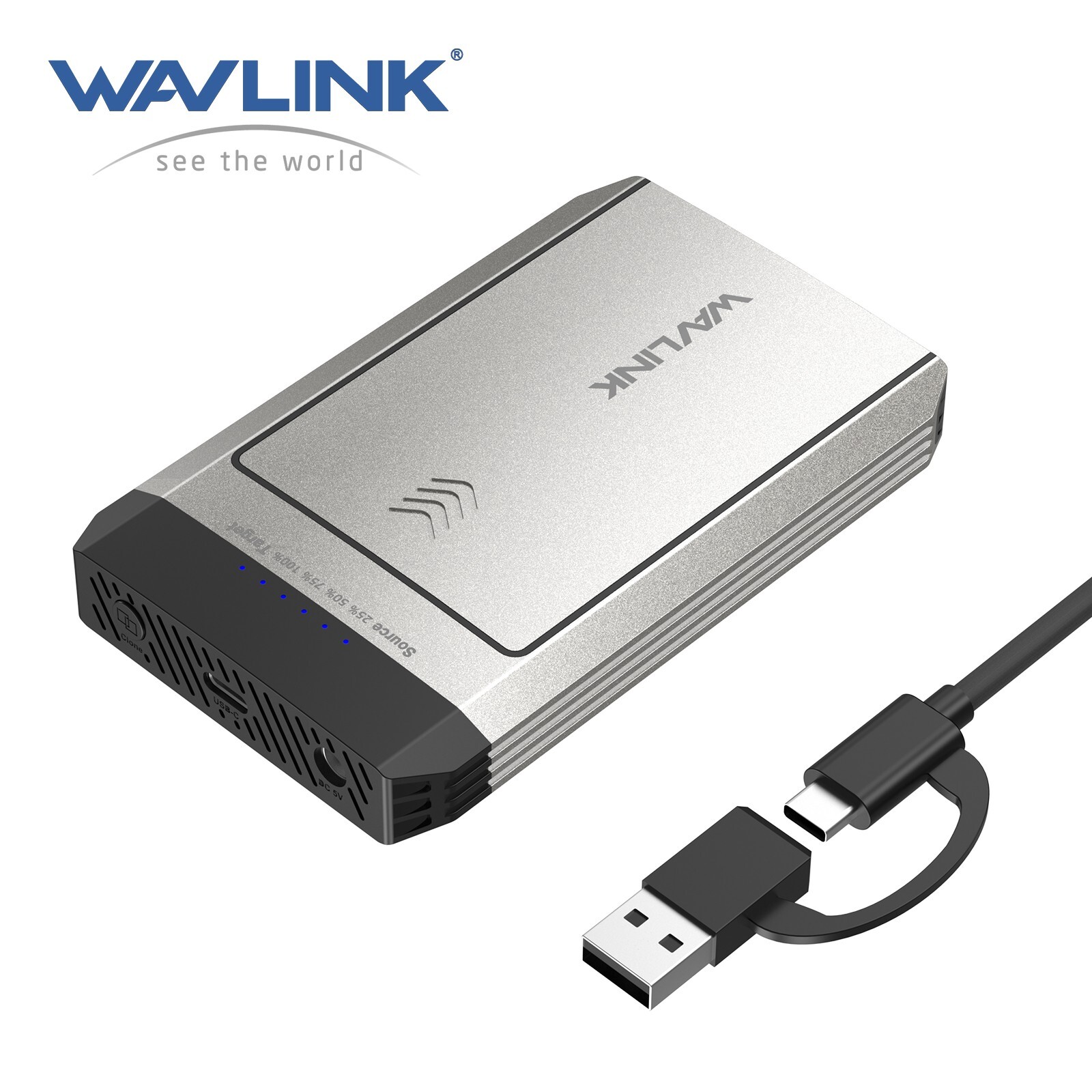 20Gbps USB-C M.2 SSD NVMe 4TBx2 Dual-Bay Duplicator Hard Drives Enclosure