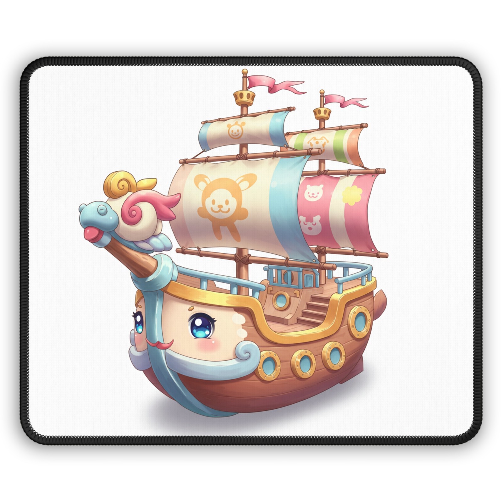 Cute Pirate Ship Gaming Mouse Pad | Kawaii Nautical Cartoon