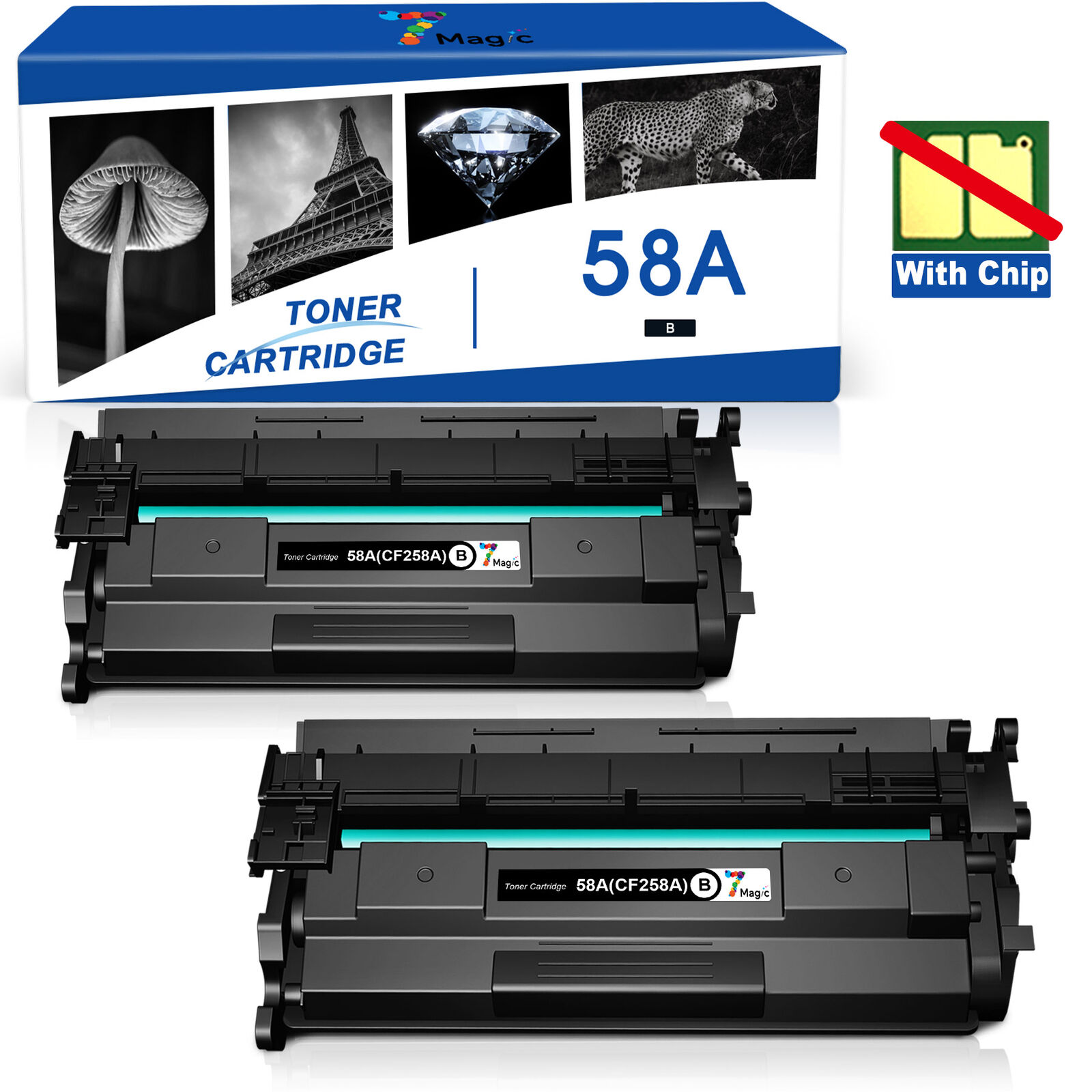 2x Toner replacement for HP CF258A No Chip LaserJet M404dn M404dw M304 M428dw