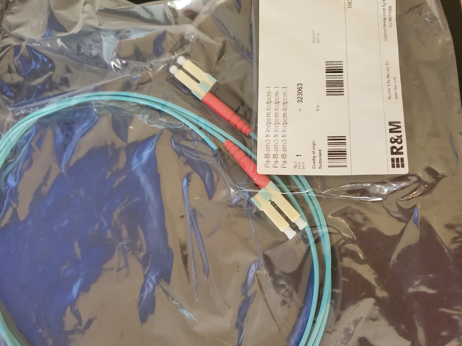 2 Pack R&M Fiber LC to LC Duplex 5 Meter OM3 10G