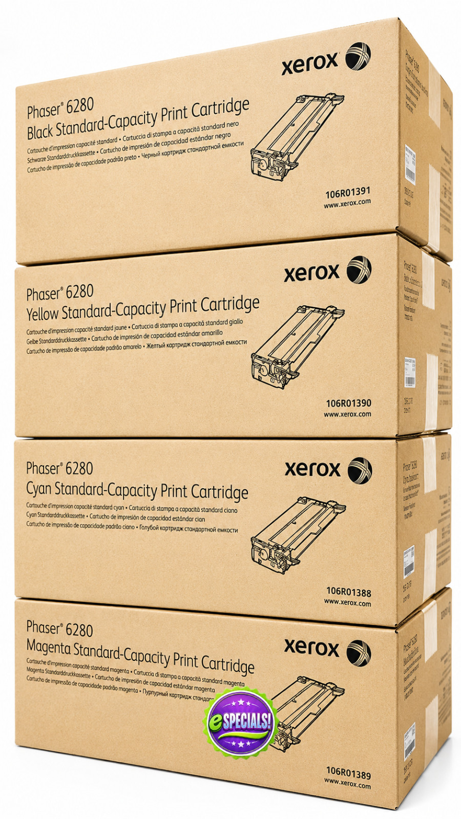 Xerox Phaser 6280 Toner Set 106R01388, 106R01389, 106R01390, 106R01391 Ship Fast
