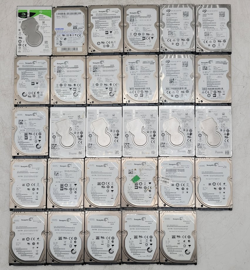 Lot of 29 Seagate 2.5in. SATA 500GB HDD different model check the description 