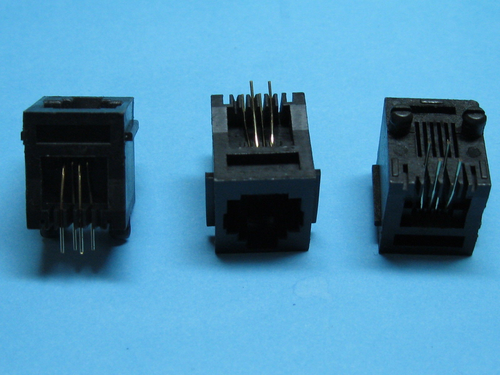 50 Pcs Black 6P4C With Flange Top Entry Modular Network PCB Jack Connector New