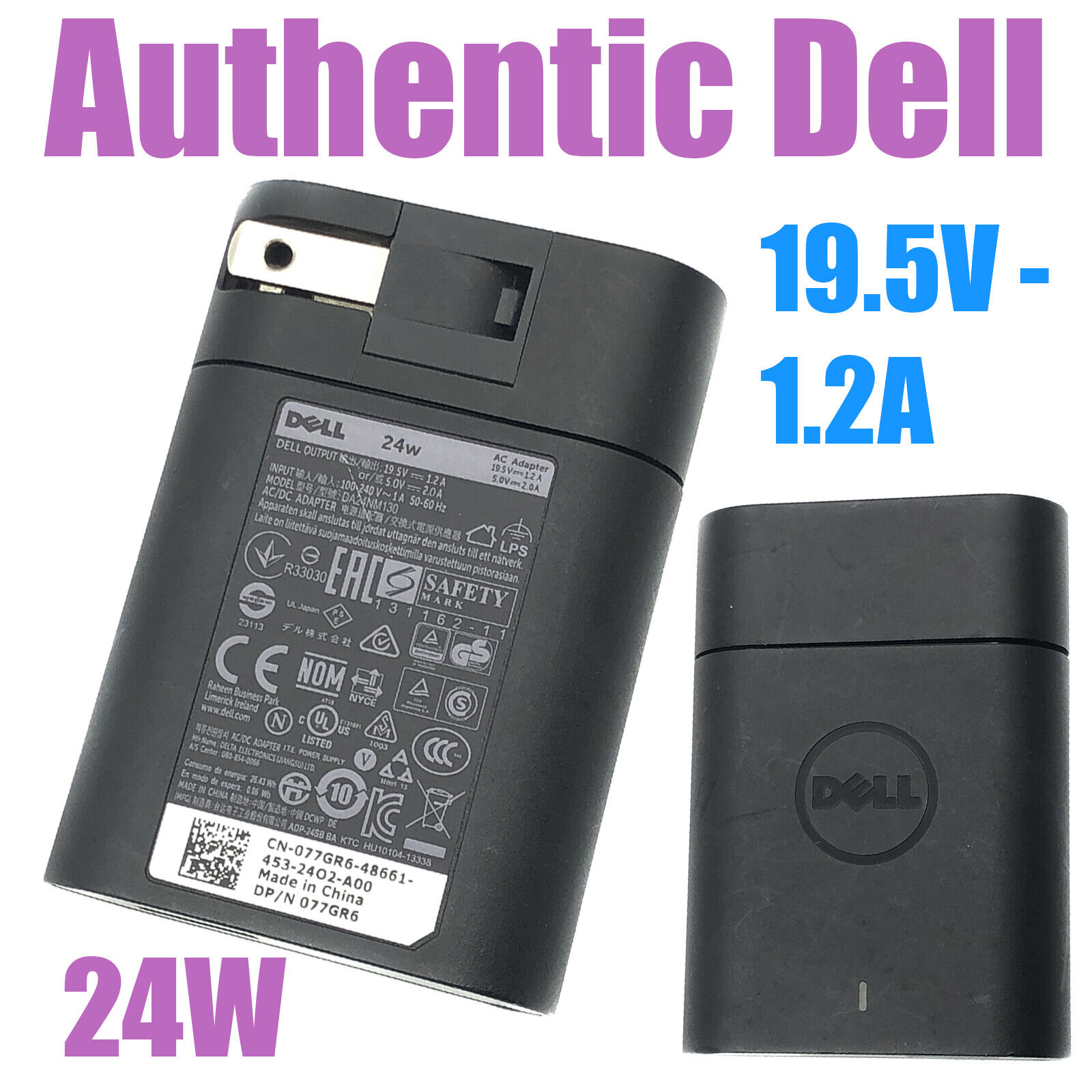 Genuine DA24NM130 AC Adapter O77GR6 For Dell Venue 11 Pro 11i 8 7