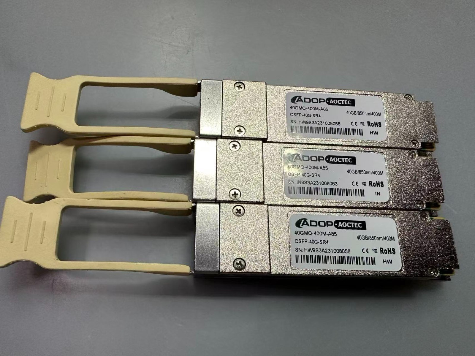 Lot of 3 ADOP 40GMQ-400M-A85 QSFP-40G-SR4 40GBASE-SR4 QSFP+ Optical Transceiver