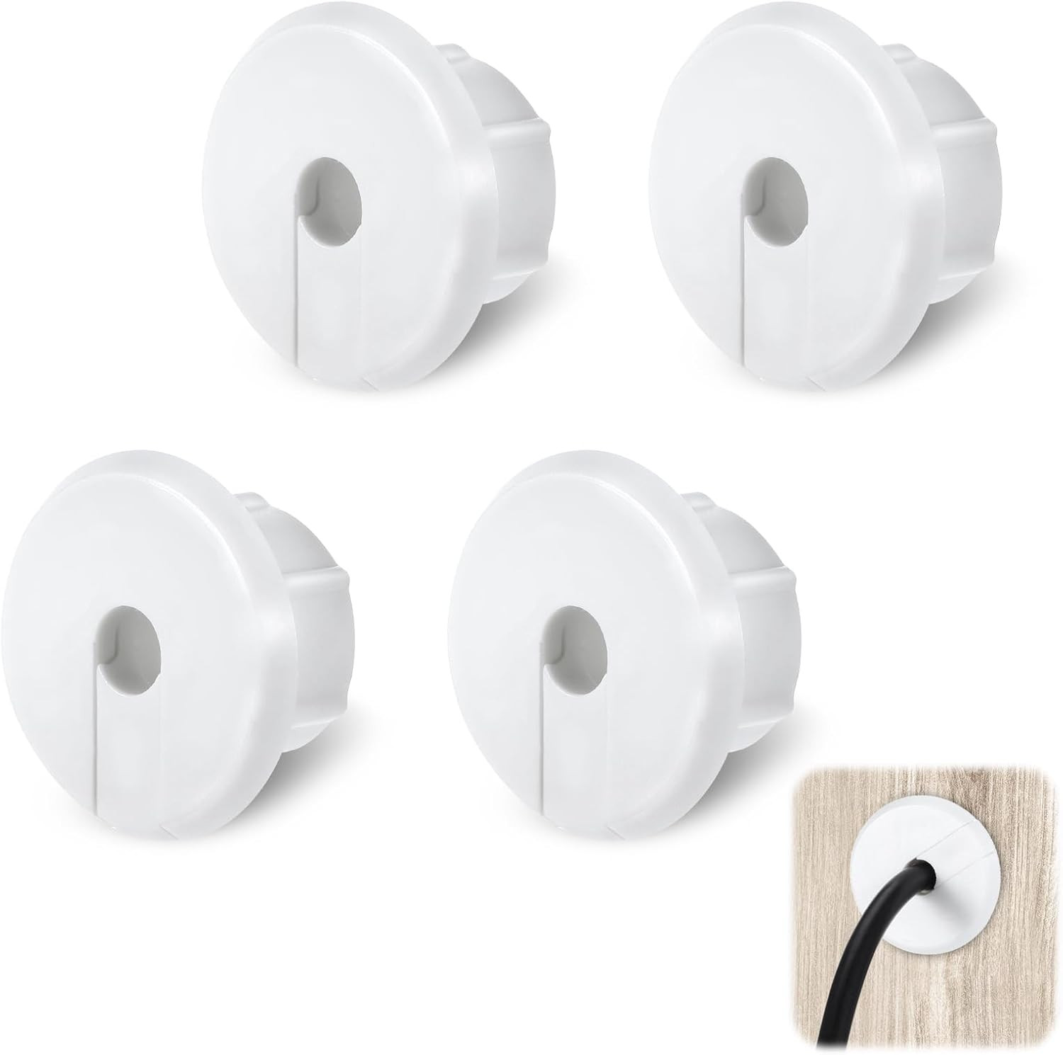 4Pcs Wall Cable Pass through Grommet, 1'' Plastic Feed through Bushing