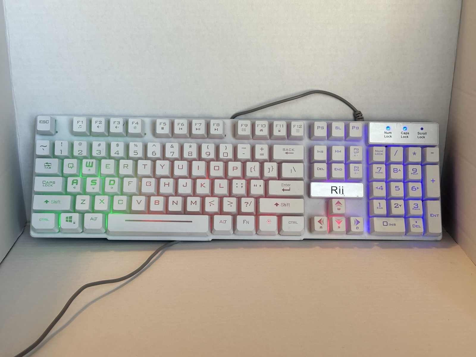 Rii RK100+ Wired Illuminated Keyboard White HK9703 USB QWERTY Standard