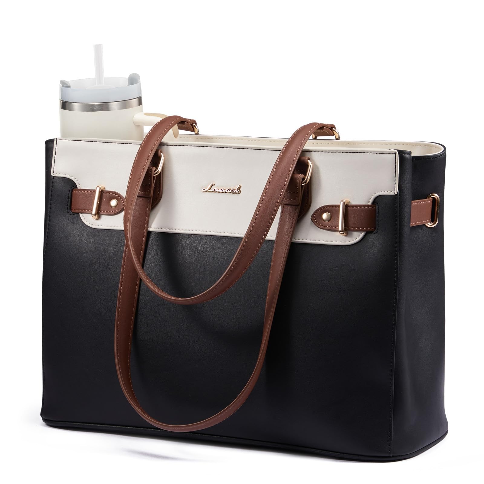 New Best LOVEVOOK Laptop Tote Bag for Women Work, Teacher with Large Cup Holder