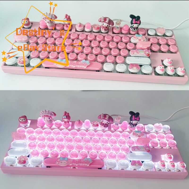 My Melody Cinnamoroll Kuromi Mechanical Keyboard Hot Swap USB Wired 87/104 Keys