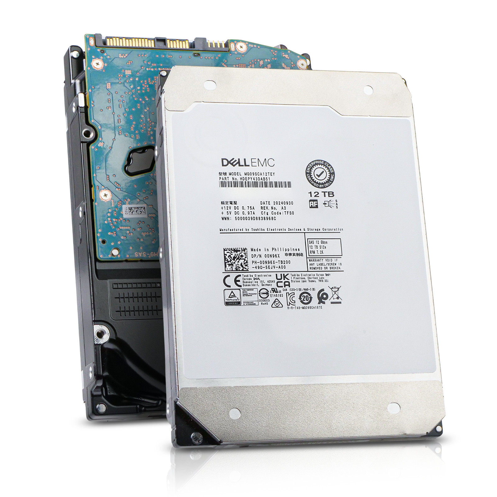 Dell/Toshiba MG09 12TB MG09SCA12TEY 7.2K RPM SAS 12Gb/s 512e 3.5" Enterprise HDD