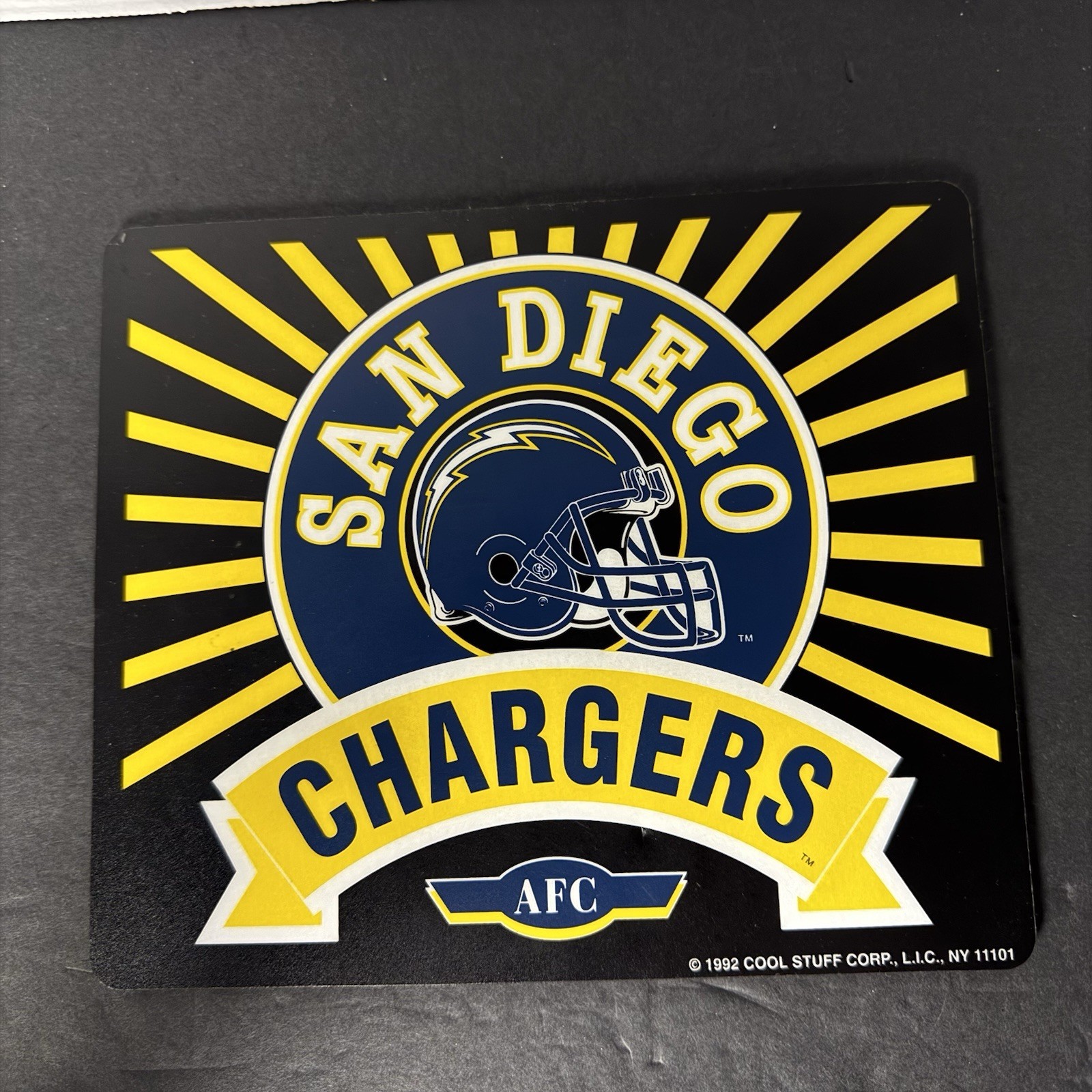 Vintage 1992 San Diego Chargers Computer Mouse Pad Cool Stuff Corp NFL Retro 90s