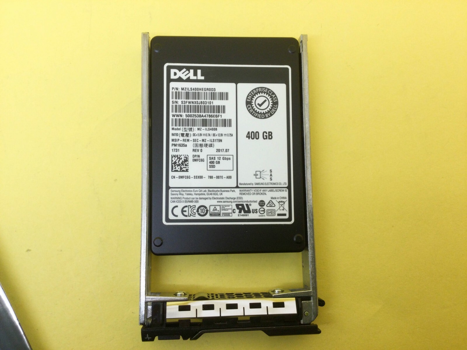 MFC6G Dell 400GB 12Gbps SAS 2.5" Mixed Use SSD 0MFC6G MZ-ILS400B