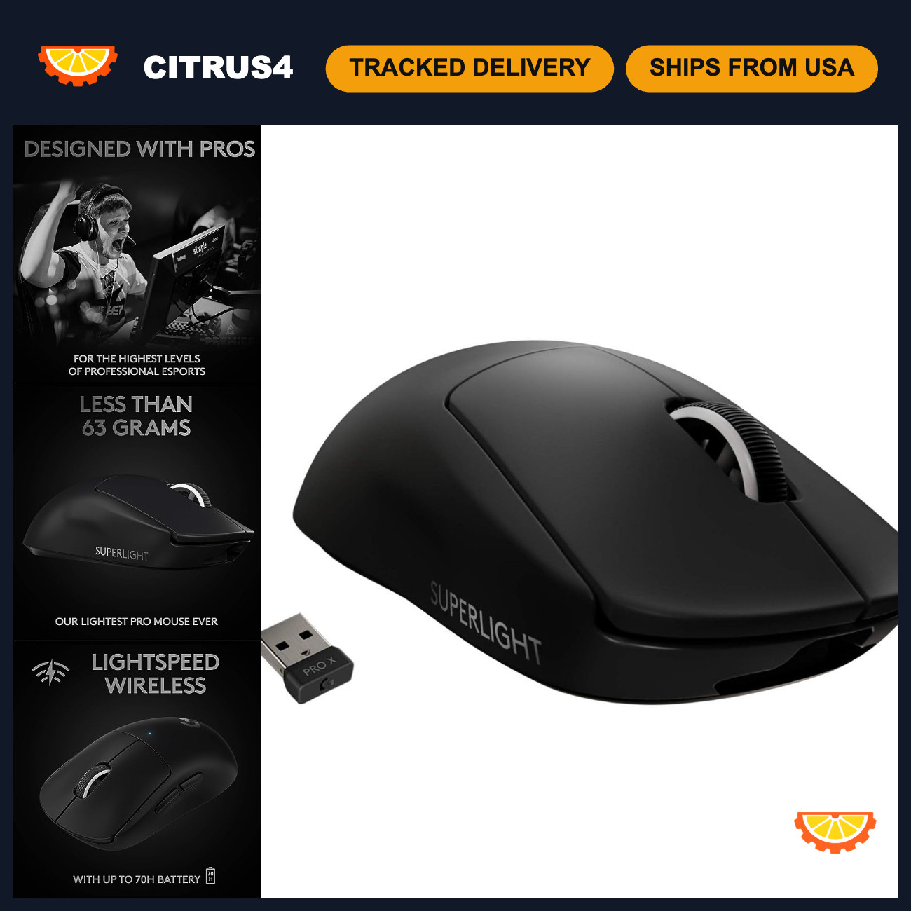 Wireless Gaming Mouse, Superlight Design, Ultra-Fast Response, Ergonomic, Black