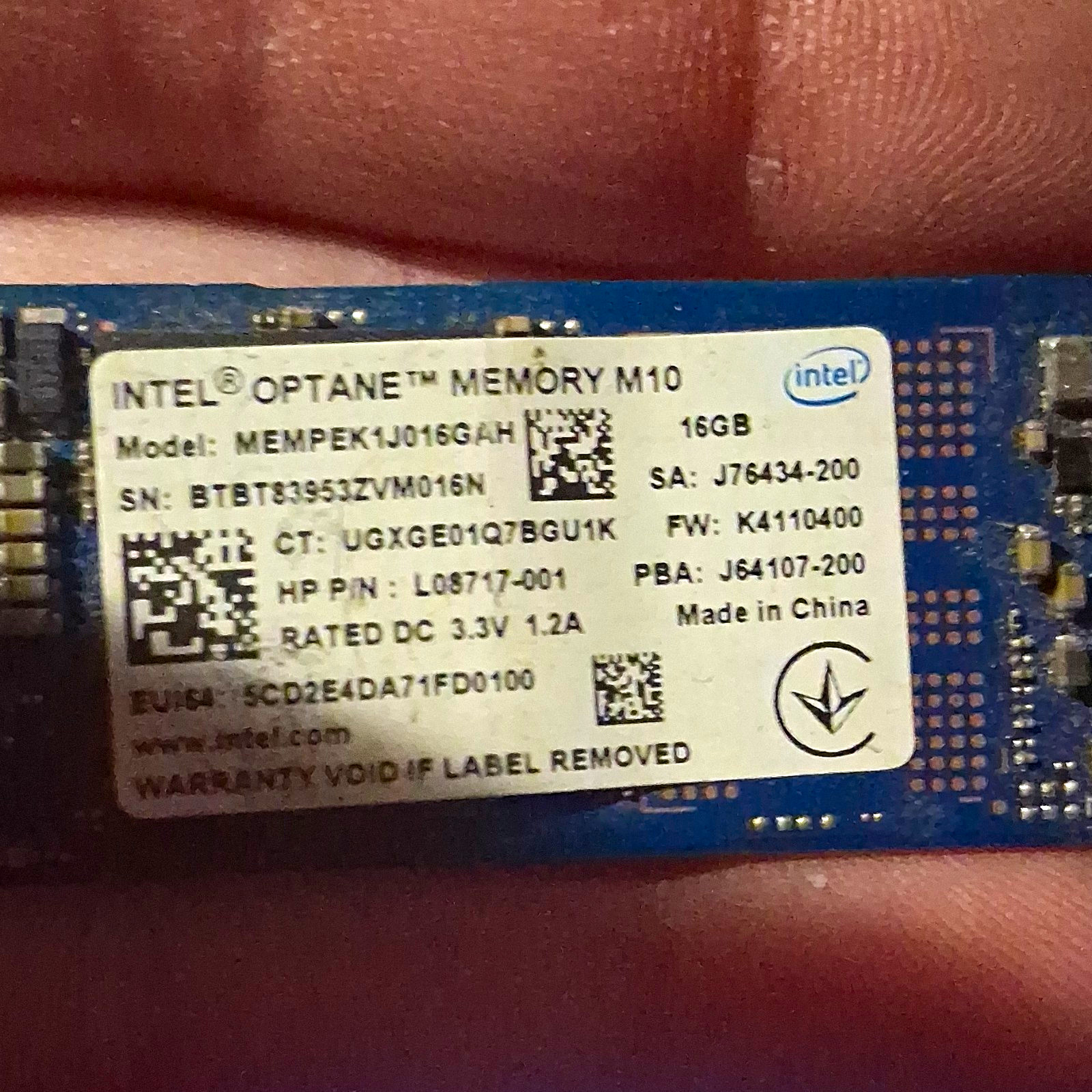Intel Optane Memory M10 16GB NVMe M.2 Internal SSD MEMPEK1J016GAH