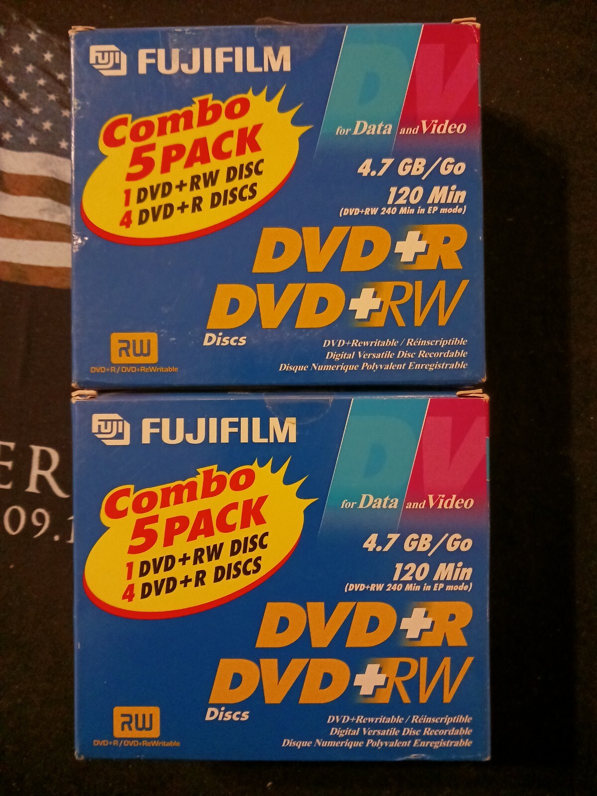 Lot of 2 Fujifilm Combo 5 Pack DVD+RW DVD+R Discs For Data & Video 4.7 GB NEW