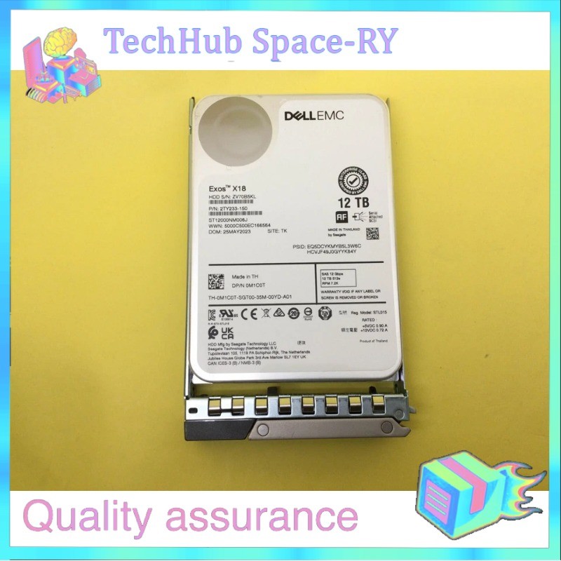 M1C0T 0M1C0T DELL 12TB 7.2K SAS 12Gb/s 3.5" 512e HDD Hard Drive 14/15/16G KIT