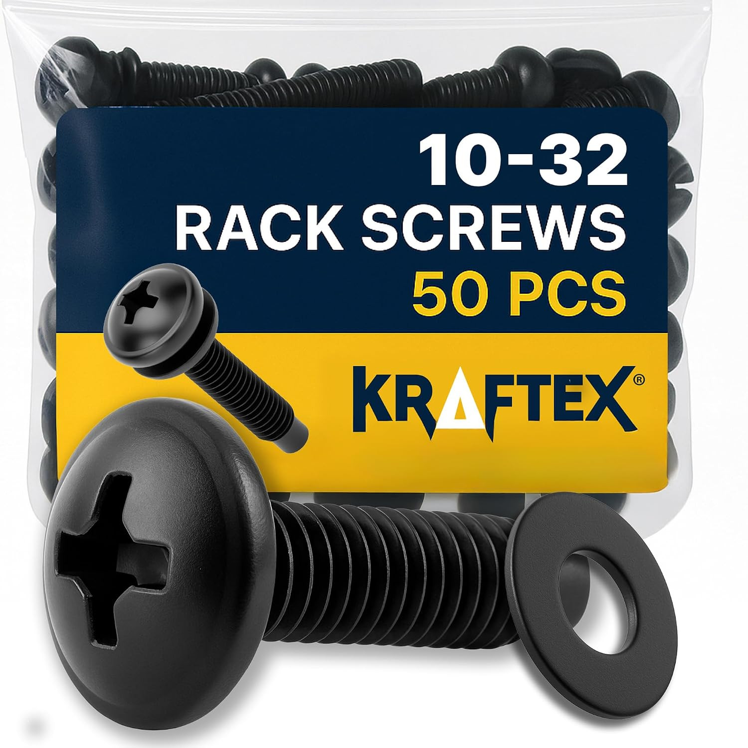 10-32 Rack Screws 50 Pack Server Rack Screws with Nylon Washers