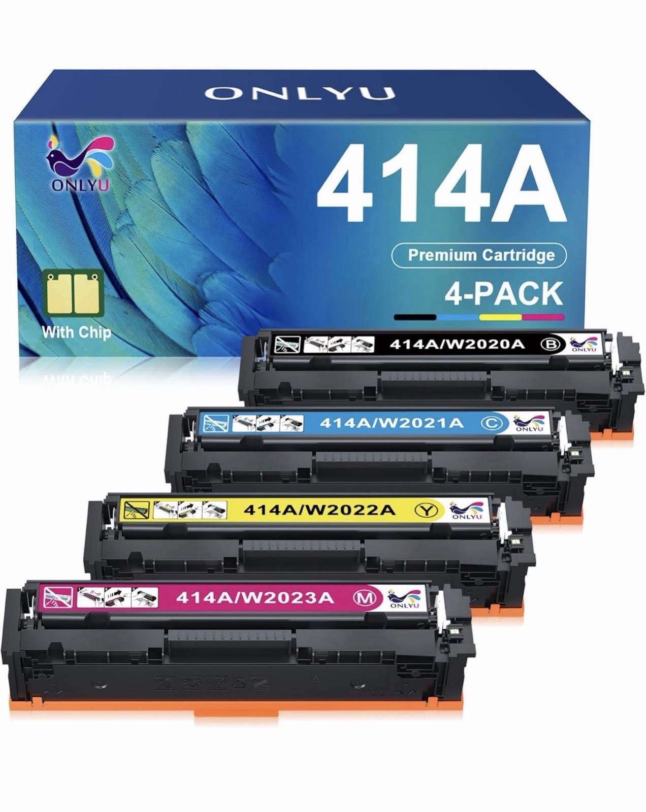 NIB 4 Pack HP 414X Laserjet W2020A W2020X Toner for M454dw M479 M479fdw CHIPS