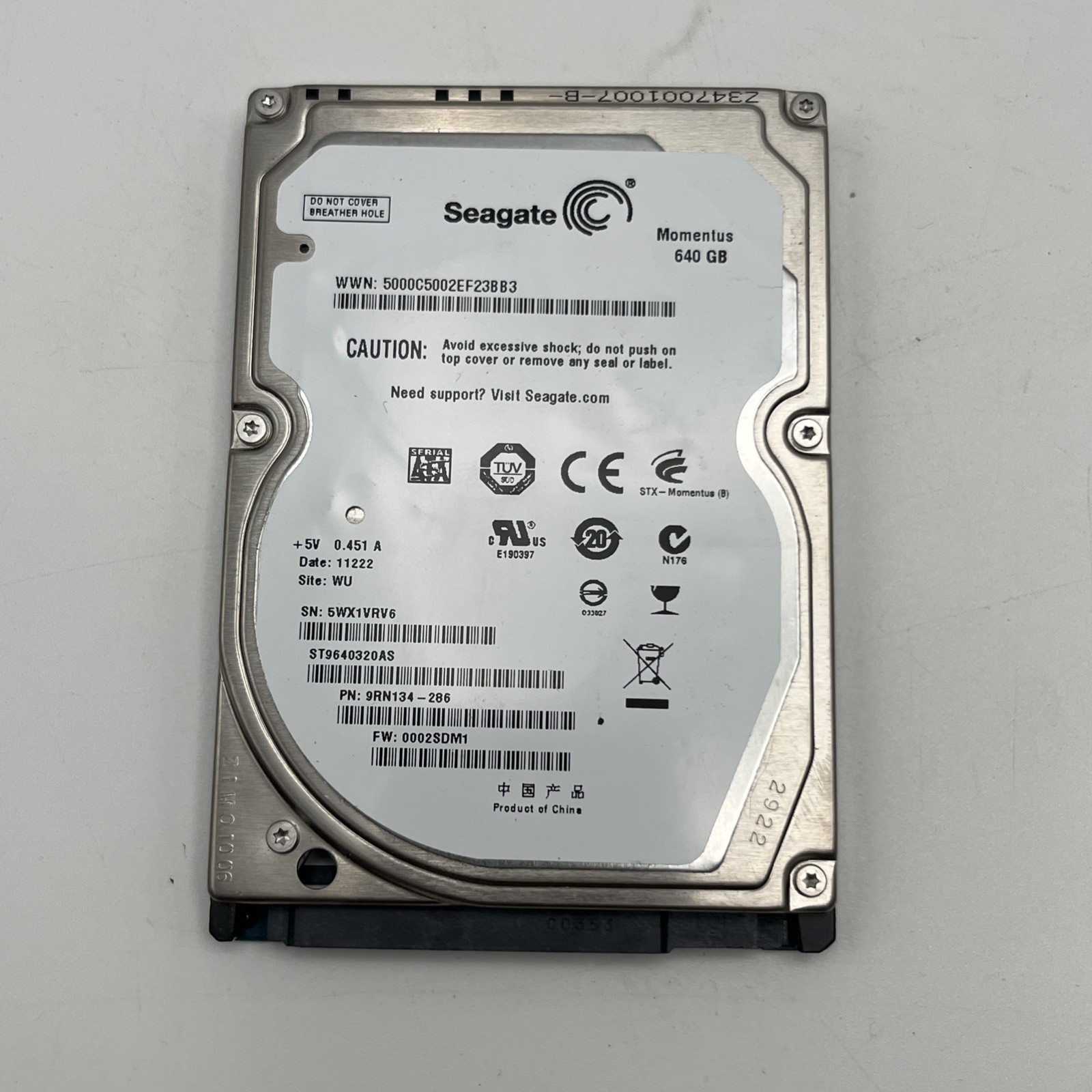 Seagate Momentus 640GB 2.5" SATA Laptop Hard Drive HDD ST9640320AS 5400RPM 8MB