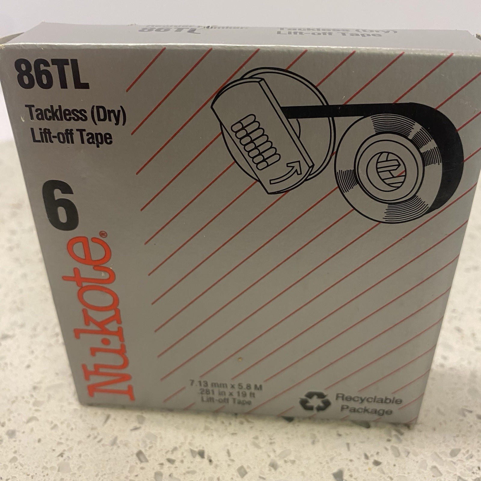 Nu-kote 86TL Tackless (Dry) Lift-off Tape 6 Pack