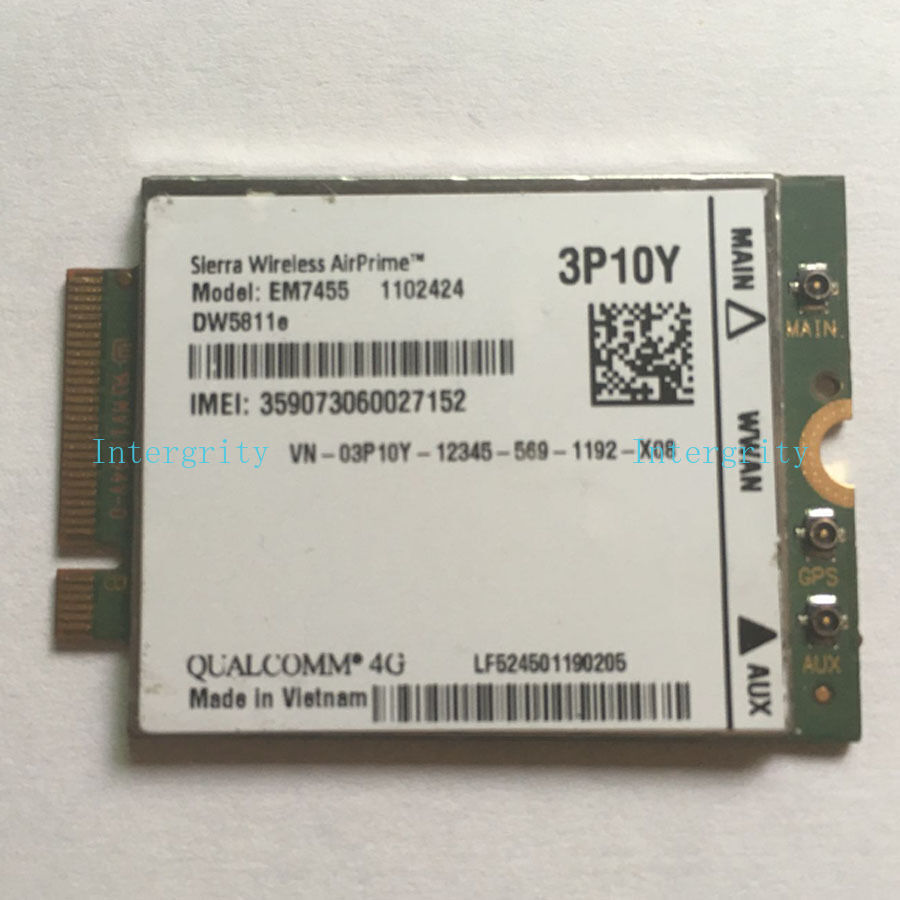Dell DW5811E 3p10y MM9JH 1DPXG Wireless EM7455 Qualcomm 4G WWAN NGFF Card