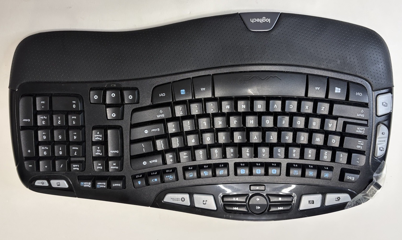Logitech K350 Wireless Wave Ergonomic Keyboard Y-R0053 Black DONGLE INCLUDED