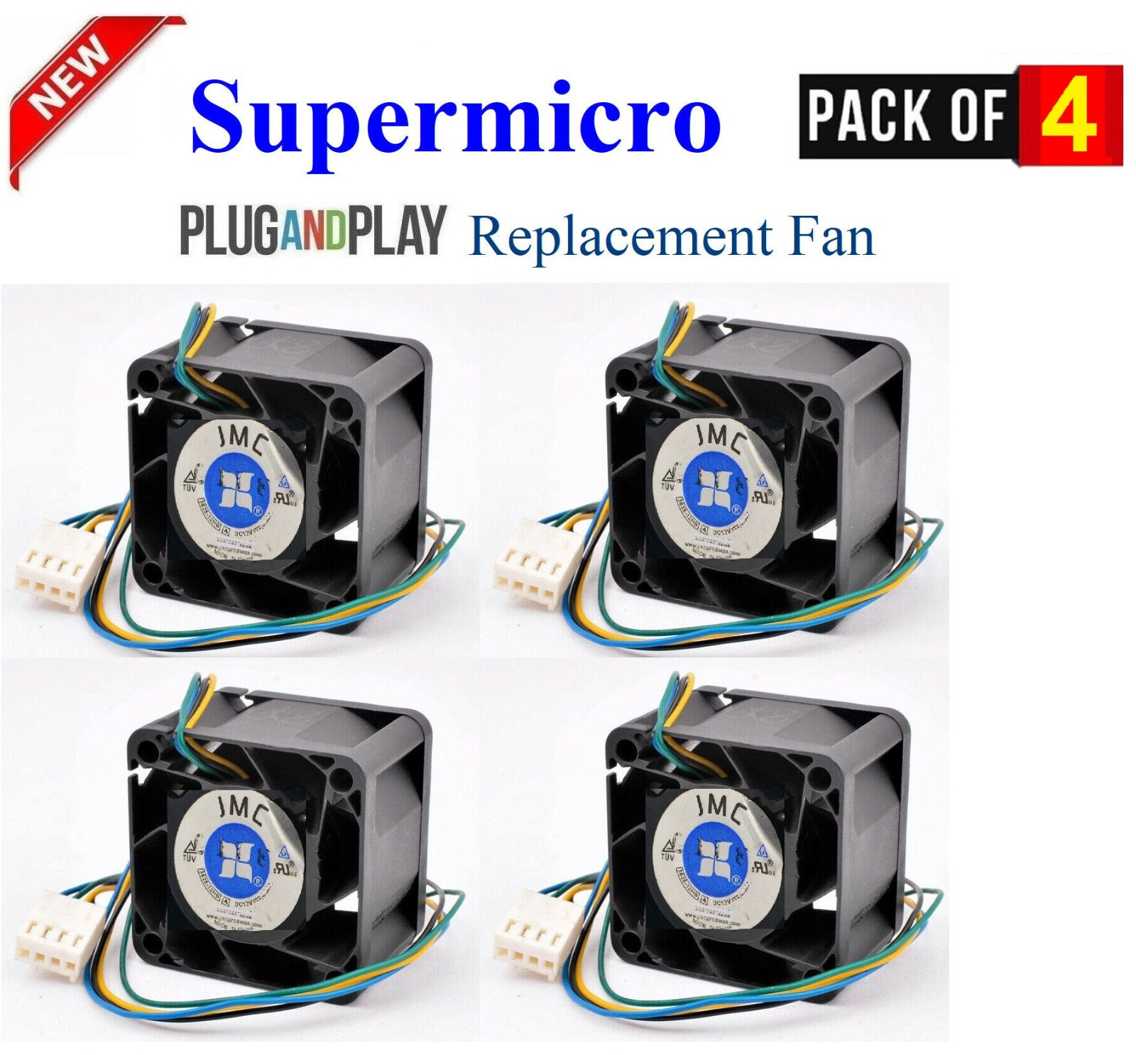 4x Replacement Fans for Supermicro FAN-0147L4 40x28mm 4-Pin PWM Axial Fan