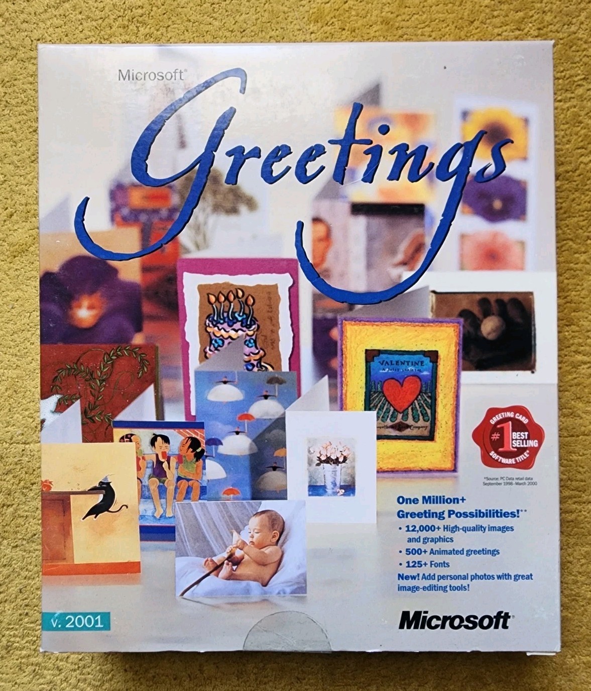 Microsoft Greetings v. 2001 Software, 2 Disc Set In Big Box SEALED 