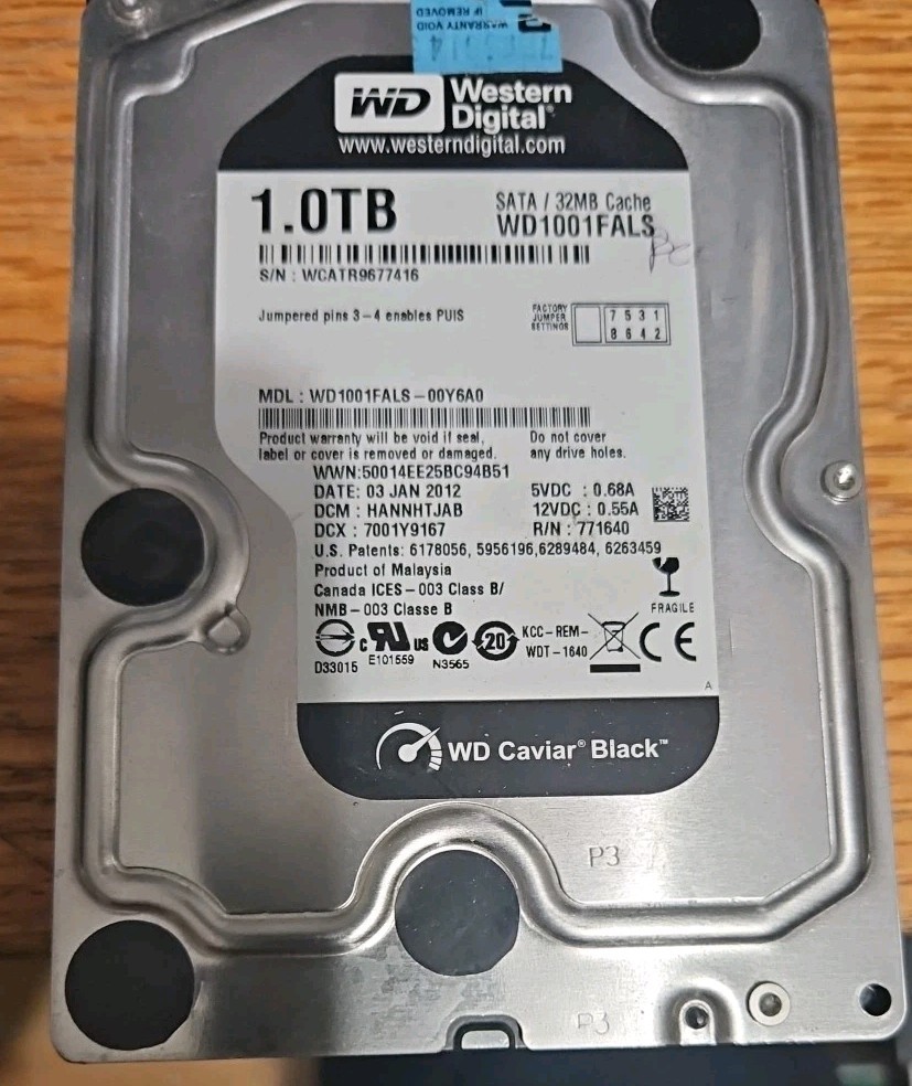 Western Digital 1024GB Internal 7200RPM 3.5" (WD1001FALS-00y6a0) HDD Tested